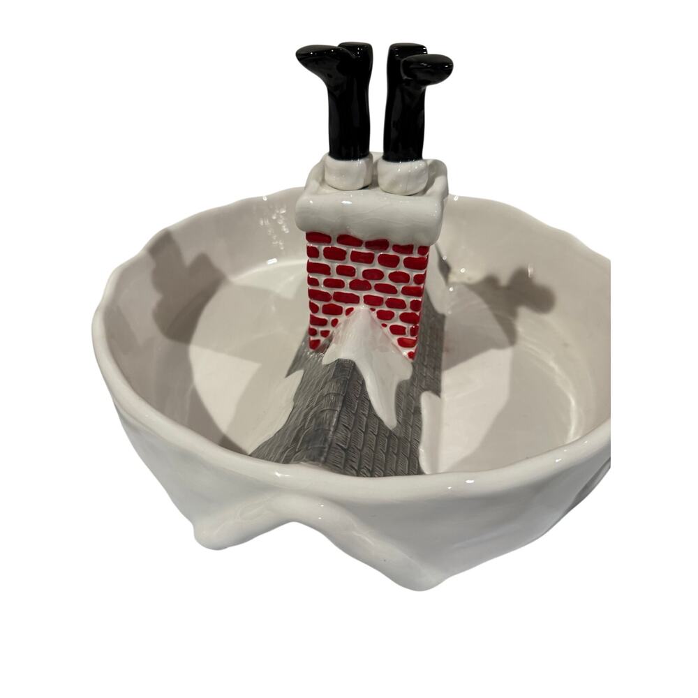 Department Dept. 56 Serving Dish Spreaders Rooftop Chimney Santa Boots